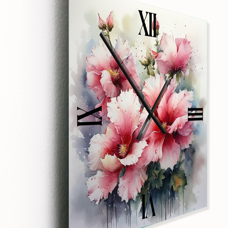 Jaquetta - Floral Hibiscus Wall Clock, 40" H x 30" W x 1" D