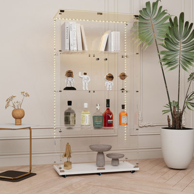 Armoire de rangement avec bande à DEL Bluetooth, vitrine en verre trempé