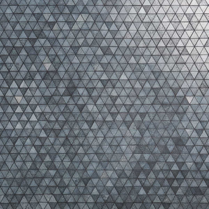 Cobble 10.62 In. X 14.56 In. Triangle Glossy Lava Stone Mosaic Floor And Wall Tile (5.35 Sq. Ft. / Case), Blue