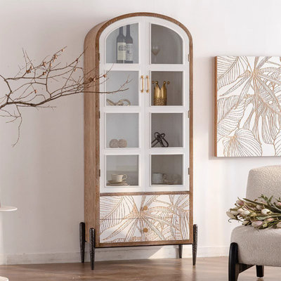 Blanc + vitrines en bois massif Burlywood