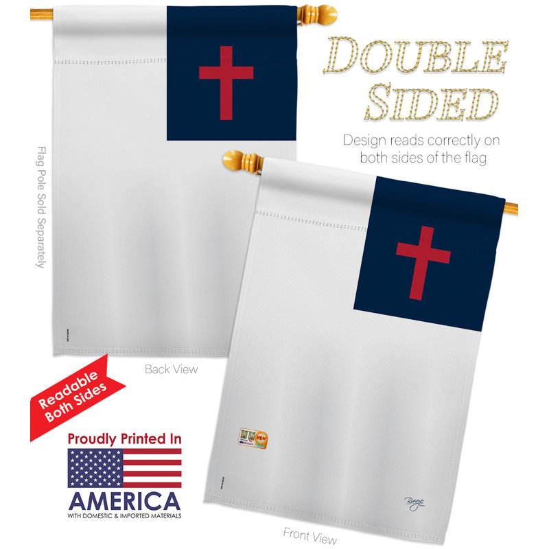 Polyester à 2 côtés 40 x 28 po christian ensemble de drapeau