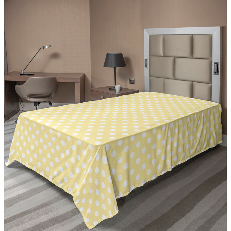Ambesonne Top Flat Sheet Royal, Twin XL Flat Sheet, Yellow White Polka Dots 7