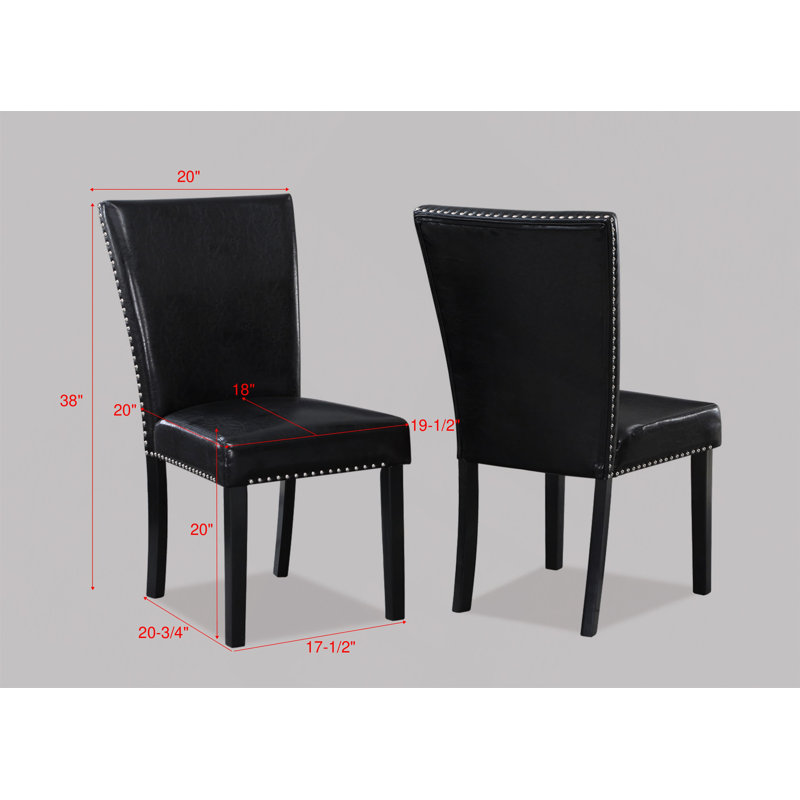 Chaise d'appoint 2 pièces rembourrée avec garniture cloutée et similicuir noir