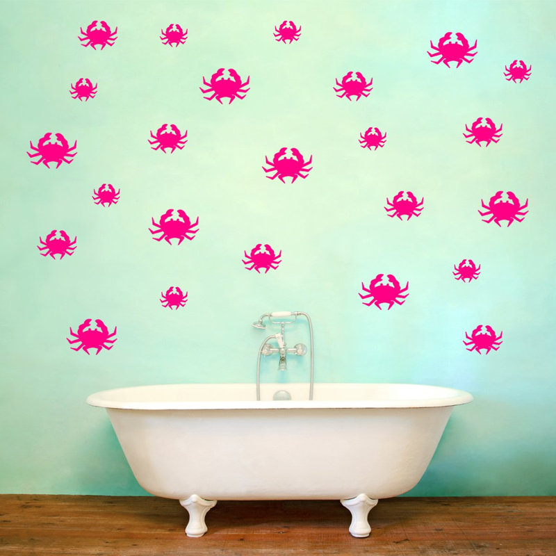 Décalcomanie murale de crabe nautique Elie, Rose vif