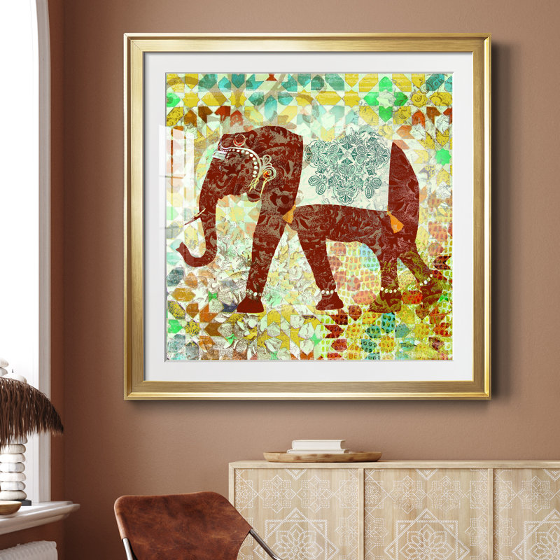 Bali Elephant - cadre photo, impression, Papier encadré doré, H 34,5 po x l 34,5 po x P 1,5 po