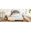Lit plateforme simple avec tiroir de rangement, structure de lit simple en bois avec tête de lit ronde, aucun sommier nécessaire, beige et naturel profond