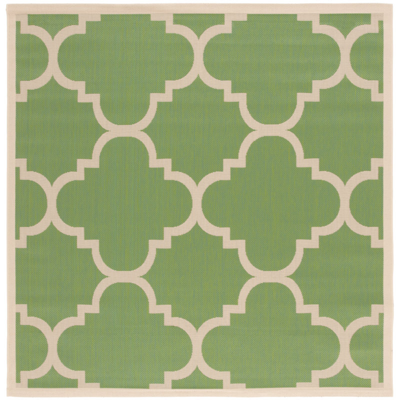 Tapis intérieur / extérieur vert Arneshia, Carré 6 pi 7 po