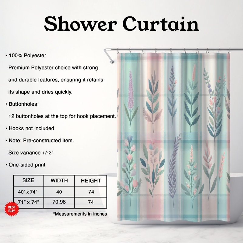 Rideau de douche 1 pièce Cozy Plaid, H 74 po x l 40 po