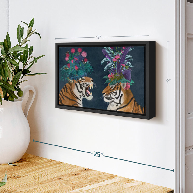 «Hot House Tigers pair», reproduction sur toile foncée, H 9 po x l 13 po