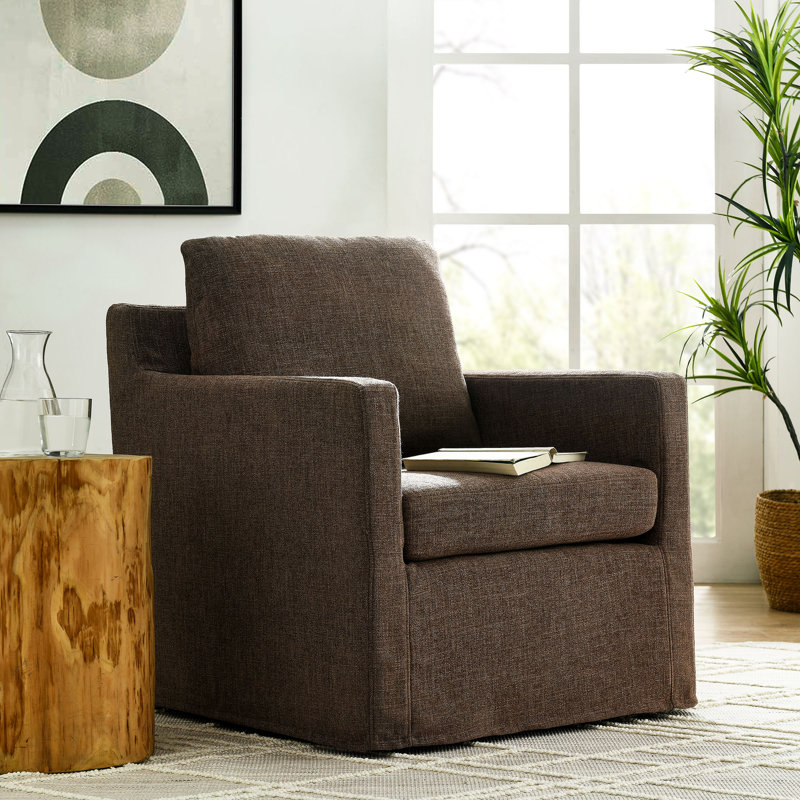 Fauteuil pivotant recouvert de tissu Serene, Tissu moka