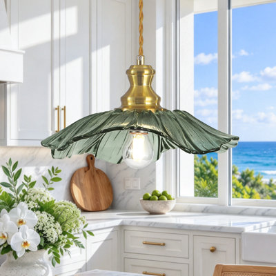 Suspension en verre à pétales Michiel 11,02 po à 1 lumière pour îlot de cuisine