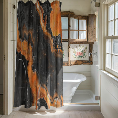 Ebony and Amber Marble - 1 Piece Standard Shower Curtain