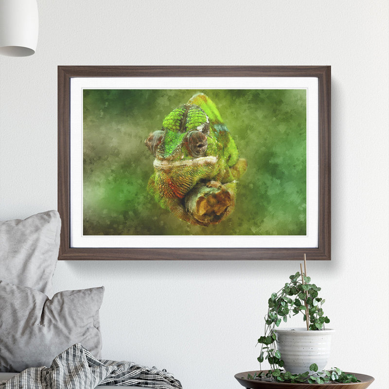 Chameleon Lizard Vol.5 - Framed Print, 36cm H x 48cm W x 2cm D, Walnut Framed