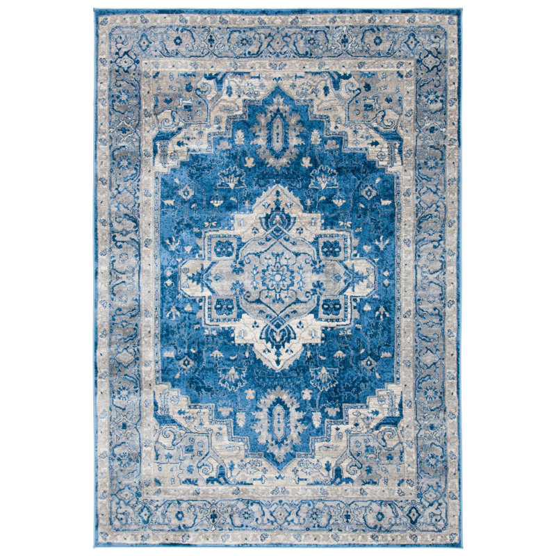Tapis bleu / gris Aurich 851, Rectangle 3 pi x 5 pi