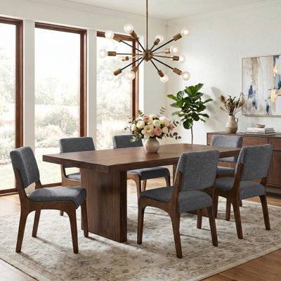  Mid-Century Modern Dining Chairs Set of 6, Upholstered Chenille Kitchen Chairs with Solid Wood Frame, Padded Seat, Modern Dining Room Chairs for Kitchen, Living Room, Apartment