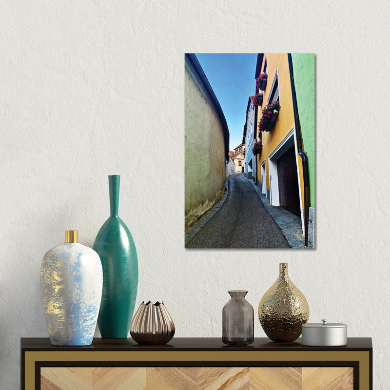 Flower Boxes Up The Road 1 Piece Wall Art on Canvas, 30.48 cm H x 45.72 cm W, Canvas
