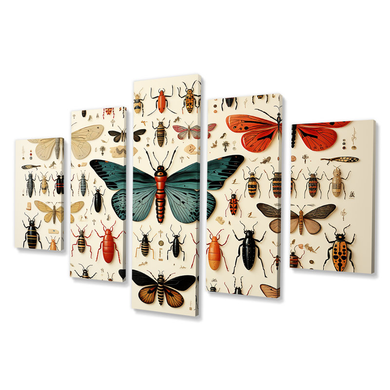 Insectes et insectes bleus et orange - art mural multi-panneaux insectes et insectes