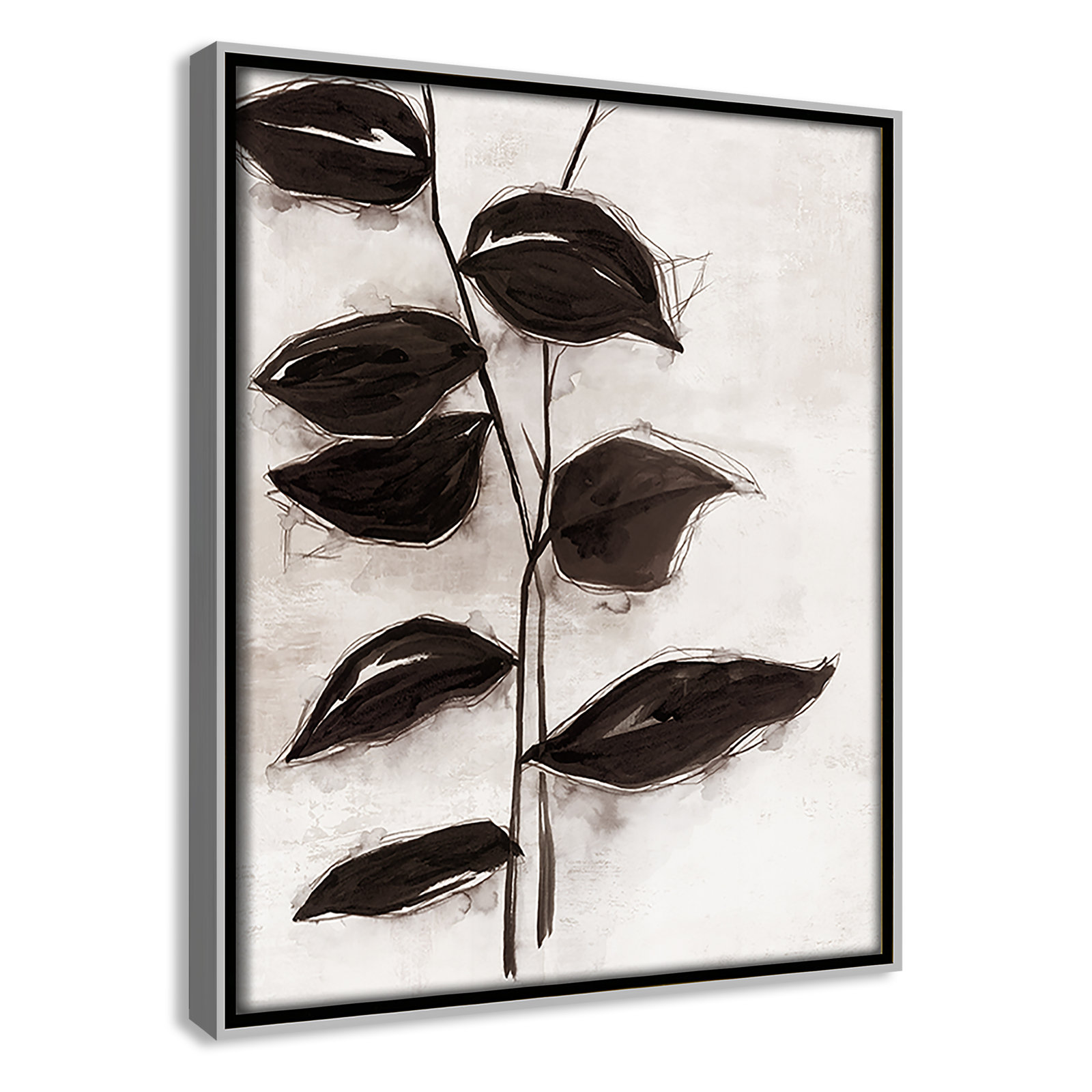 Leaves I by Eva Watts, 11.5" H x 9.5" W x 2" D, Silver Framed