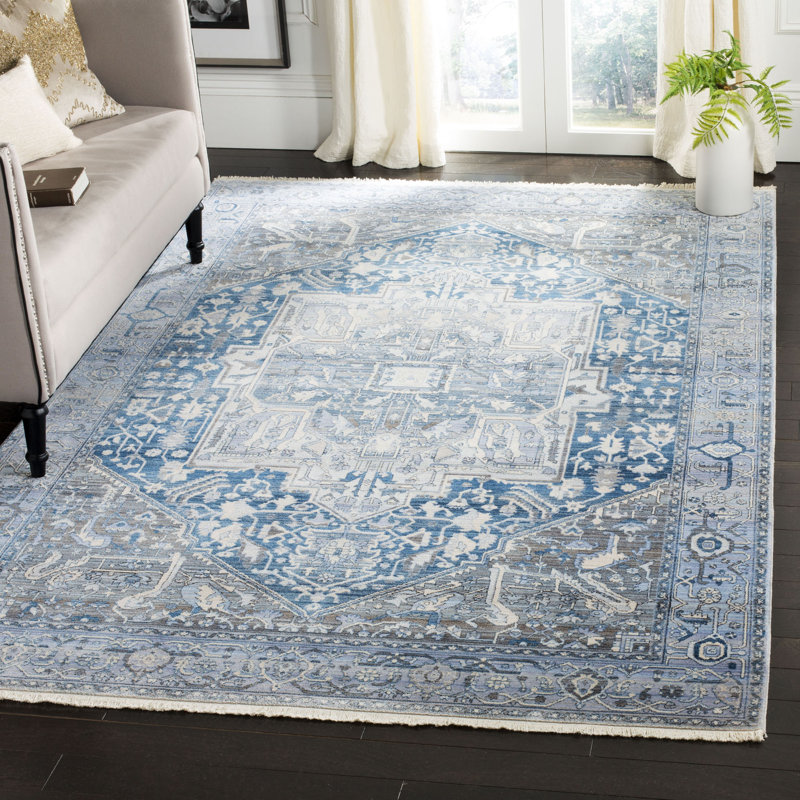 Tapis bleu persan rétro Egremont, Rectangle 6 pi x 9 pi