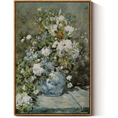 Toile avec cadre nature morte rétro vintage floral, l 20 po x H 30 po