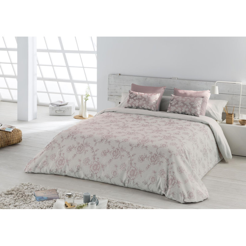 Cotton Blend No Pattern Duvet Cover Set with Pillowcases, Pink, Super King Duvet Cover + 2 Pillowcases (45 x 90)