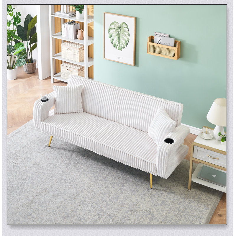 Canapé minimaliste en velours côtelé avec coussins décoratifs pour le confort et le style dans le salon et le bureau