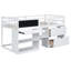 Lit mezzanine bas blanc simple avec bureau roulant, tablette et tiroirs - Bois massif fonctionnel et solide pour un look de chambre à coucher élégant-1579780687