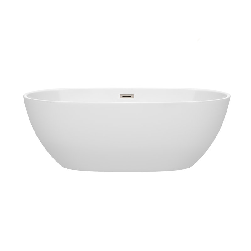 Juno 67'' x 32'' Soaking Acrylic Bathtub, Brushed Nickel