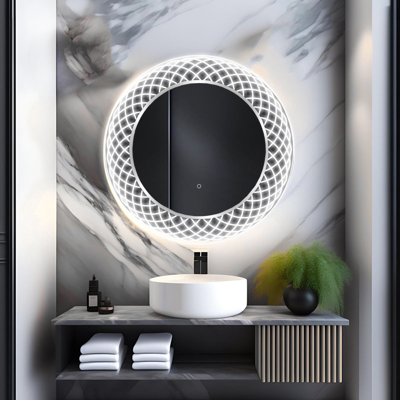 Iseabal Glass Frame Round Wall Mirror