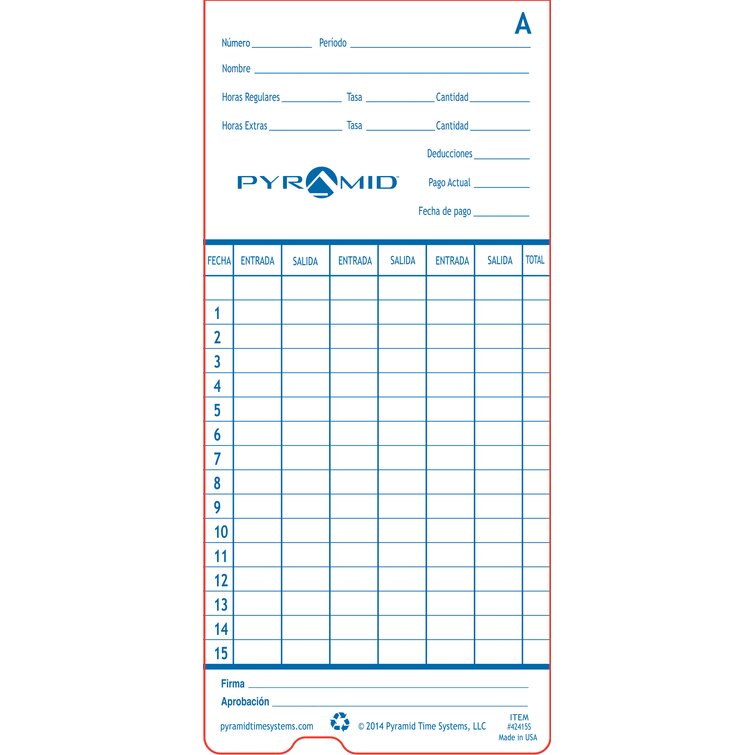 Pyramid Spanish Time Card | Wayfair