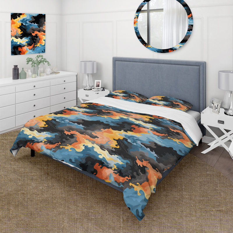 Blue Celestial Aura Camouflage II - Ensemble de housse de couette camouflage - Polyester microfibre