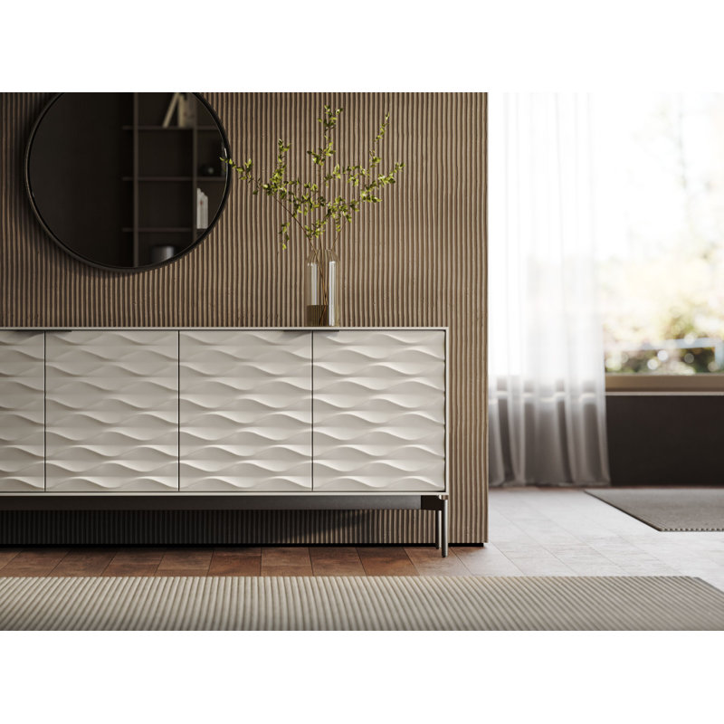 Ripple 79.5'' W Sideboard, Stone/Brushed Carbon