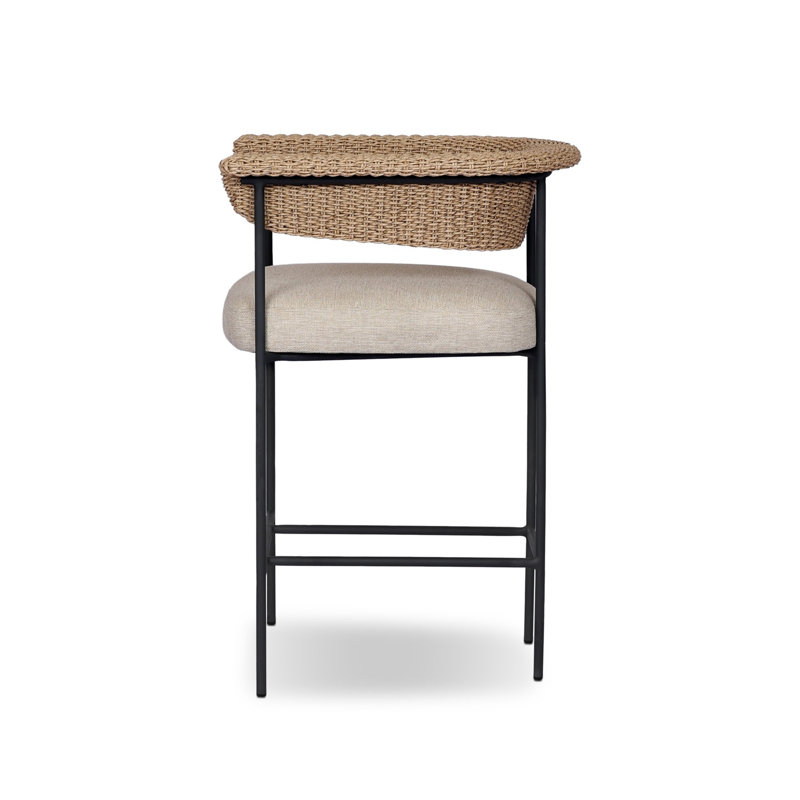 Carrie Outdoor Bar Stool, Beige, 26", Brown