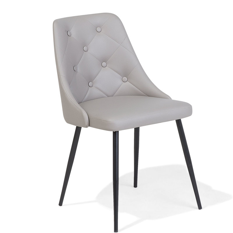 Garret 45cm H Tufted Upholstered Side Chair in Black, Light Grey
