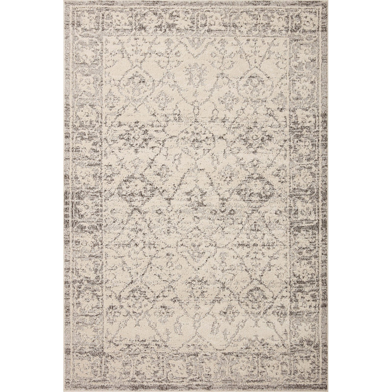 Tapis ivoire / pierre Magnolia Home par Joanna Gaines x Loloi Gigi, Rectangle 2 pi 7 po x 4 pi