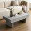 Petite table basse ovale Mid-Century moderne en bois gris avec rangement cannelé