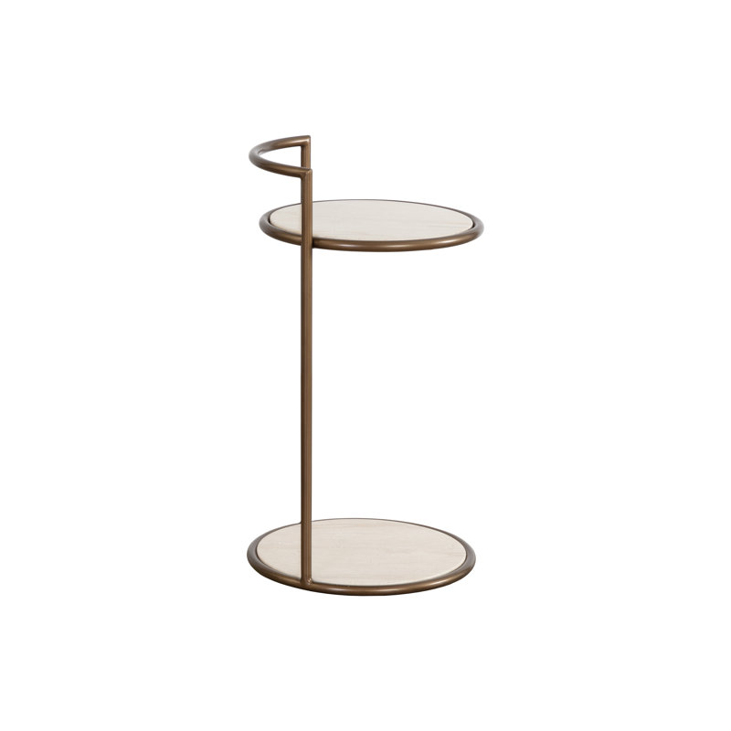 Parga Outdoor Round Side Table, Brown, Brown
