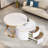Modern 2 Pieces Round Nesting Coffee Table With 2 Drawers And Electroplated Gold Legs
