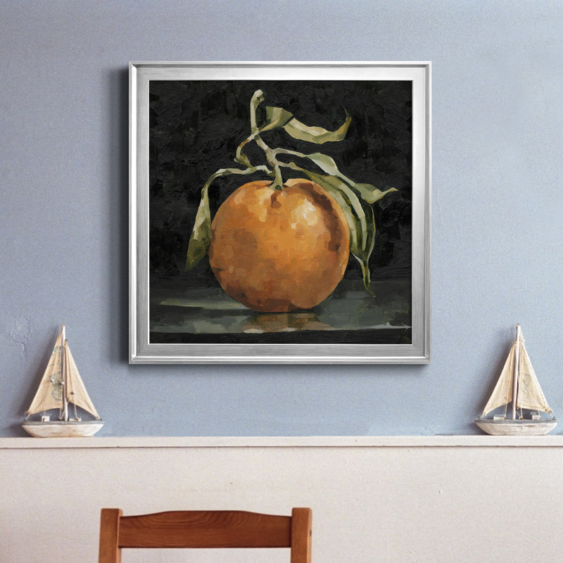 6_Orange foncé Deux II - reproduction encadrée de qualité supérieure - prête à être accrochée, Toile avec cadre argenté