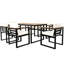 Ensemble de salle à manger d'extérieur 7 pièces - Bois beige et acier, coussins amovibles, - Pour 7 pièces, structure en acier, coussins imperméables pour jardin.