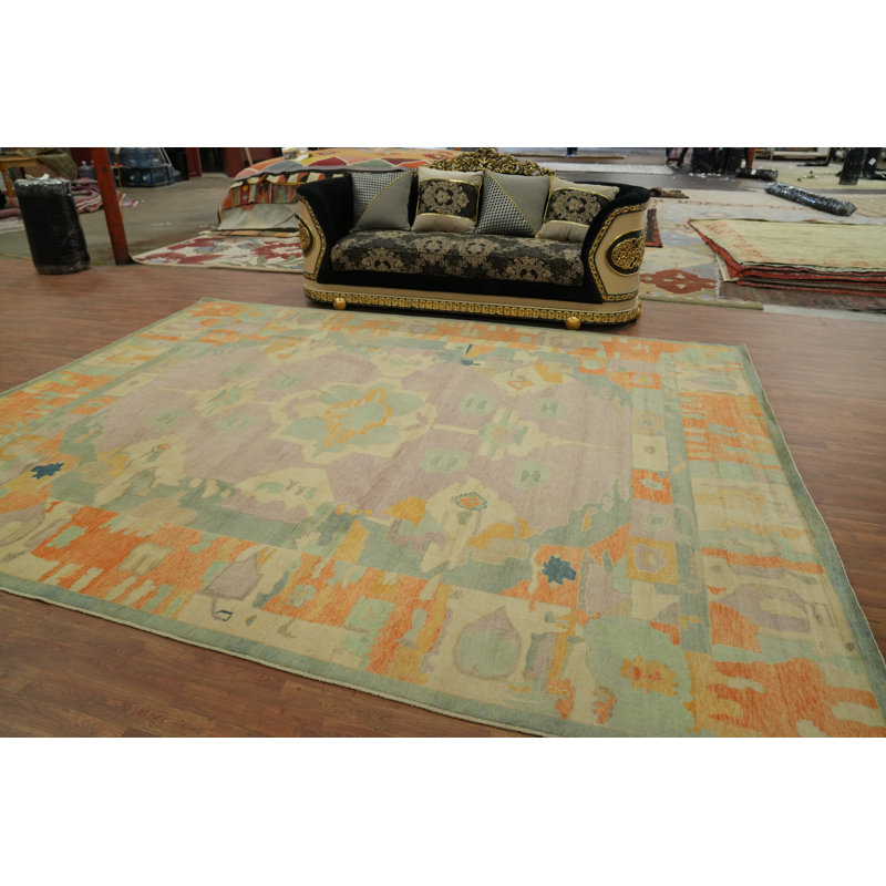 Tapis turc Oushak transitionnel en laine 10x13
