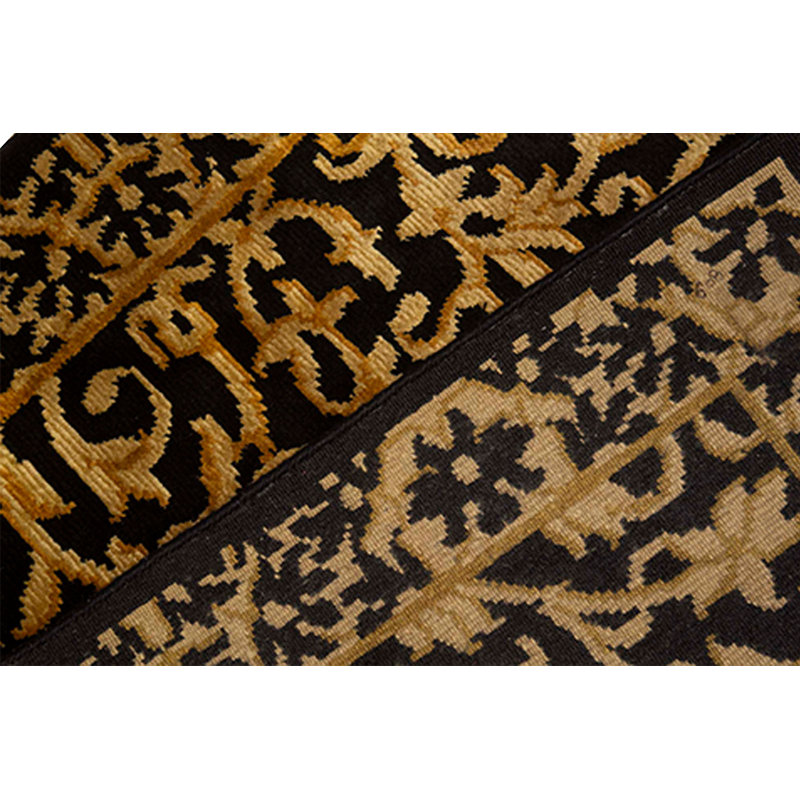 Hand-Knotted High-Quality Black and Gold Area Rug