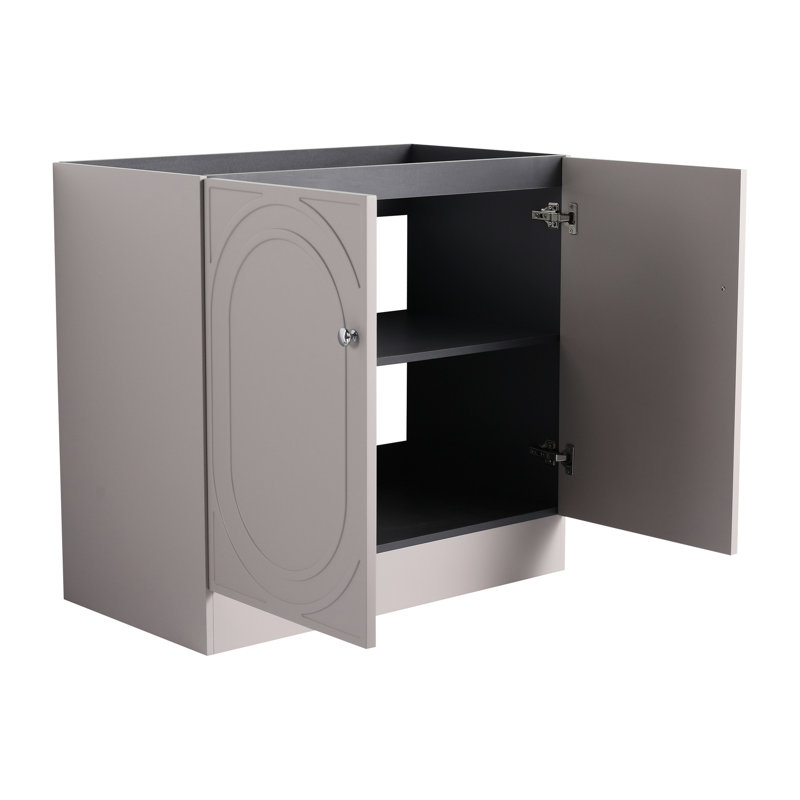 Meuble-lavabo kaki de 36 po avec porte à fermeture en douceur de conception moderne en contreplaqué non inclus avec un grand espace de rangement