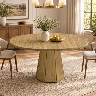 42.13"–57.87" Extendable Round to Oval Dining Table with Self-Storing Butterfly Leaf, Fluted Pedestal Base, Seats 4–6