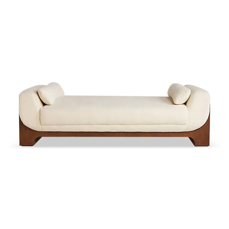 White Upholstered Bench, 16.54" H x 70.87" W x 19.69" D
