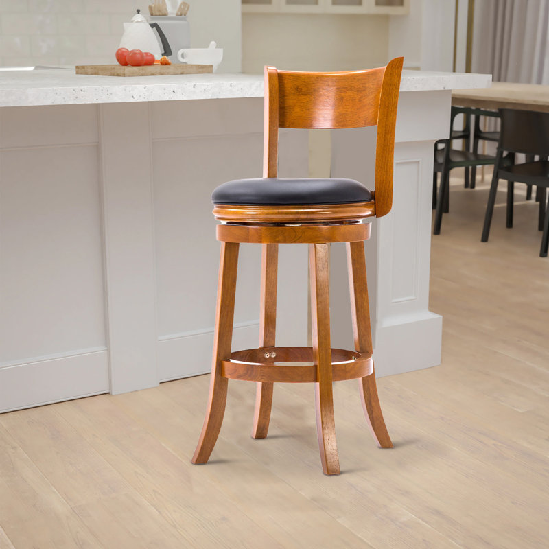 Tabouret de bar pivotant en bois massif, Tabouret de comptoir (siège d'une hauteur de 24 p, Natural Oak