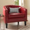 Fauteuil demi-tonneau Cohmer de 28,74 po de large, fauteuil club en similicuir rembourré avec garniture cloutée dorée Cohmer