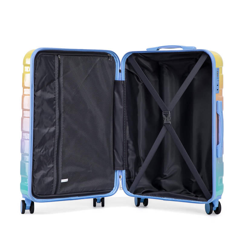 Ensemble de 3 valises rigides en polycarbonate avec roulettes (20 "/ 24" / 28 ") - bleu et jaune