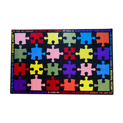 KidCarpet Pieces of the Puzzle Classroom Seating Rug 7'6" x 12' Rectangle,  Educational Learning Rug for Children's Classroom | Area Rugs for Kids Playroom