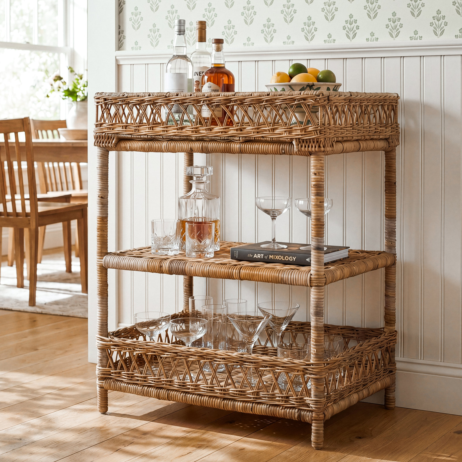 Arloe Wicker Bar Cart